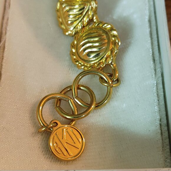 Anne Klein Link Necklace 16 Gold Tone Chunky Adjustable Toggle Clasp Texture - Picture 9 of 9